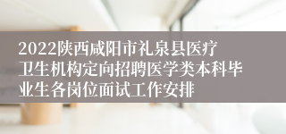 2022陕西咸阳市礼泉县医疗卫生机构定向招聘医学类本科毕业生各岗位面试工作安排