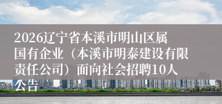 2026辽宁省本溪市明山区属国有企业（本溪市明泰建设有限责任公司）面向社会招聘10人公告
