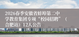 2026春季安徽省蚌埠第二中学教育集团专项“校园招聘”（合肥站）12人公告