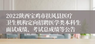 2022陕西宝鸡市扶风县医疗卫生机构定向招聘医学类本科生面试成绩、考试总成绩等公告