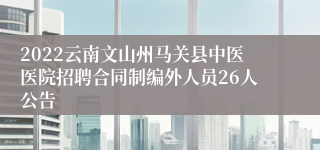 2022云南文山州马关县中医医院招聘合同制编外人员26人公告