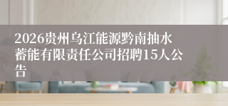 2026贵州乌江能源黔南抽水蓄能有限责任公司招聘15人公告