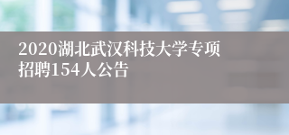 2020湖北武汉科技大学专项招聘154人公告