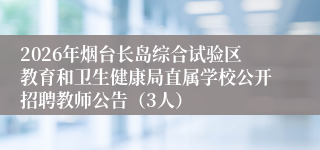 2026年烟台长岛综合试验区教育和卫生健康局直属学校公开招聘教师公告（3人）