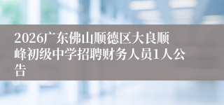 2026广东佛山顺德区大良顺峰初级中学招聘财务人员1人公告