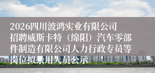 2026四川波鸿实业有限公司招聘威斯卡特（绵阳）汽车零部件制造有限公司人力行政专员等岗位拟录用人员公示