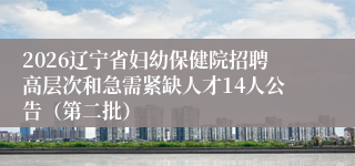 2026辽宁省妇幼保健院招聘高层次和急需紧缺人才14人公告（第二批）