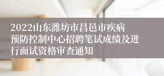 2022山东潍坊市昌邑市疾病预防控制中心招聘笔试成绩及进行面试资格审查通知