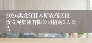 2026黑龙江佳木斯农高区投资发展集团有限公司招聘2人公告