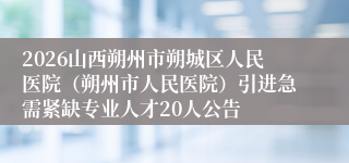 2026山西朔州市朔城区人民医院（朔州市人民医院）引进急需紧缺专业人才20人公告