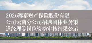 2026锦泰财产保险股份有限公司云南分公司招聘团体业务渠道经理等岗位资格审核结果公示