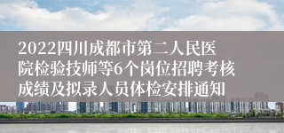 2022四川成都市第二人民医院检验技师等6个岗位招聘考核成绩及拟录人员体检安排通知