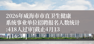 2026年威海市市直卫生健康系统事业单位招聘报名人数统计:418人过审[截止4月13日16:30]