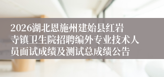 2026湖北恩施州建始县红岩寺镇卫生院招聘编外专业技术人员面试成绩及测试总成绩公告