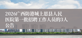 2026广西防港城上思县人民医院第一批招聘工作人员的3人公告