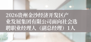 2026贵州金沙经济开发区产业发展集团有限公司面向社会选聘职业经理人（副总经理）1人公告