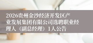 2026贵州金沙经济开发区产业发展集团有限公司选聘职业经理人（副总经理）1人公告