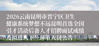 2026云南昆明市晋宁区卫生健康系统梦想不远昆明首选全国引才活动后备人才招聘面试成绩及拟进入下一环节人员公告