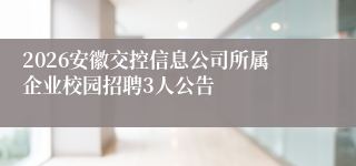 2026安徽交控信息公司所属企业校园招聘3人公告