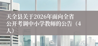 天全县关于2026年面向全省公开考调中小学教师的公告（4人）