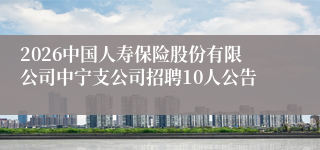 2026中国人寿保险股份有限公司中宁支公司招聘10人公告