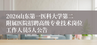 2026山东第一医科大学第二附属医院招聘高级专业技术岗位工作人员5人公告