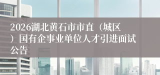 2026湖北黄石市市直（城区）国有企事业单位人才引进面试公告