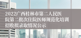 2022广西桂林市第二人民医院第二批次住院医师规范化培训招收拟录取情况公示