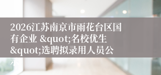 2026江苏南京市雨花台区国有企业 "名校优生"选聘拟录用人员公示