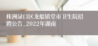 株洲渌口区龙船镇堂市卫生院招聘公告_2022年湖南