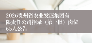 2026贵州省农业发展集团有限责任公司招录（第一批）岗位65人公告