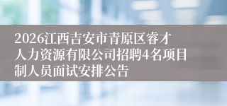 2026江西吉安市青原区睿才人力资源有限公司招聘4名项目制人员面试安排公告