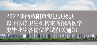 2022陕西咸阳市旬邑县及县以下医疗卫生机构定向招聘医学类毕业生各岗位笔试有关通知