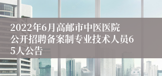 2022年6月高邮市中医医院公开招聘备案制专业技术人员65人公告