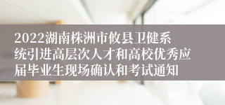 2022湖南株洲市攸县卫健系统引进高层次人才和高校优秀应届毕业生现场确认和考试通知