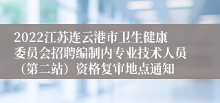 2022江苏连云港市卫生健康委员会招聘编制内专业技术人员（第二站）资格复审地点通知