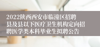 2022陕西西安市临潼区招聘县及县以下医疗卫生机构定向招聘医学类本科毕业生拟聘公告