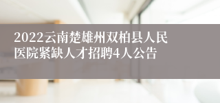 2022云南楚雄州双柏县人民医院紧缺人才招聘4人公告