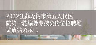 2022江苏无锡市第五人民医院第一轮编外专技类岗位招聘笔试成绩公示二