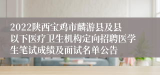 2022陕西宝鸡市麟游县及县以下医疗卫生机构定向招聘医学生笔试成绩及面试名单公告