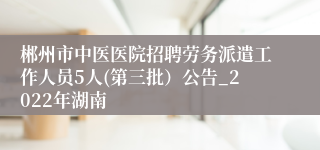 郴州市中医医院招聘劳务派遣工作人员5人(第三批）公告_2022年湖南