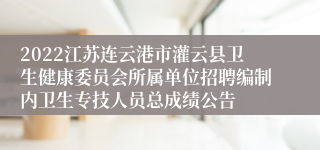 2022江苏连云港市灌云县卫生健康委员会所属单位招聘编制内卫生专技人员总成绩公告