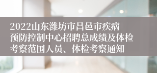 2022山东潍坊市昌邑市疾病预防控制中心招聘总成绩及体检考察范围人员、体检考察通知