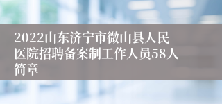 2022山东济宁市微山县人民医院招聘备案制工作人员58人简章