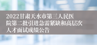 2022甘肃天水市第三人民医院第二批引进急需紧缺和高层次人才面试成绩公告