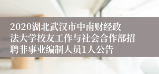 2020湖北武汉市中南财经政法大学校友工作与社会合作部招聘非事业编制人员1人公告