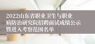 2022山东省职业卫生与职业病防治研究院招聘面试成绩公示暨进入考察范围名单