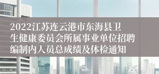 2022江苏连云港市东海县卫生健康委员会所属事业单位招聘编制内人员总成绩及体检通知