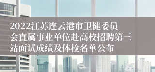 2022江苏连云港市卫健委员会直属事业单位赴高校招聘第三站面试成绩及体检名单公布