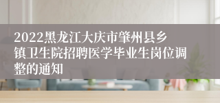 2022黑龙江大庆市肇州县乡镇卫生院招聘医学毕业生岗位调整的通知